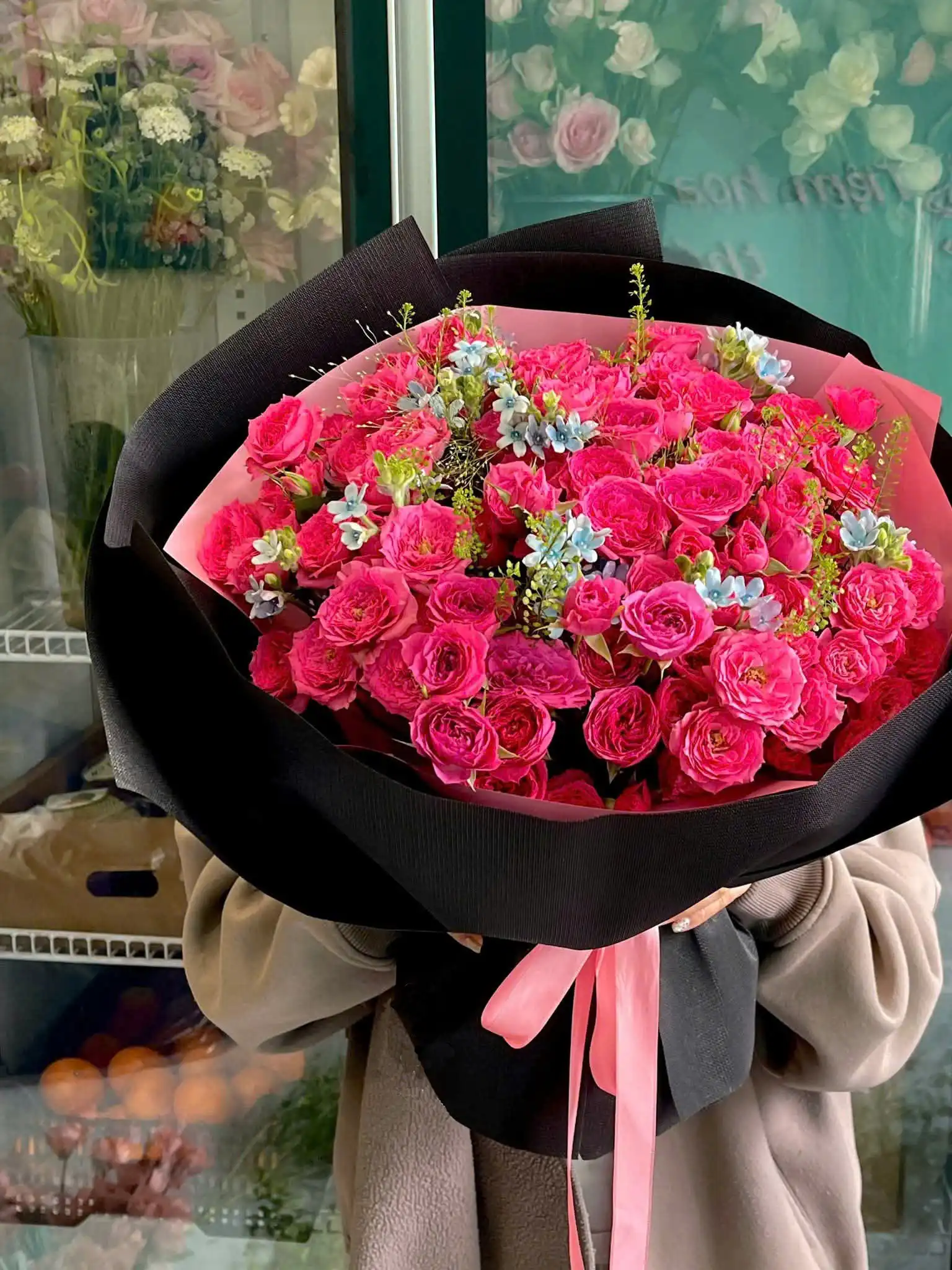 Bó hồng chùm sofia mix sao xanh xinh đẹp